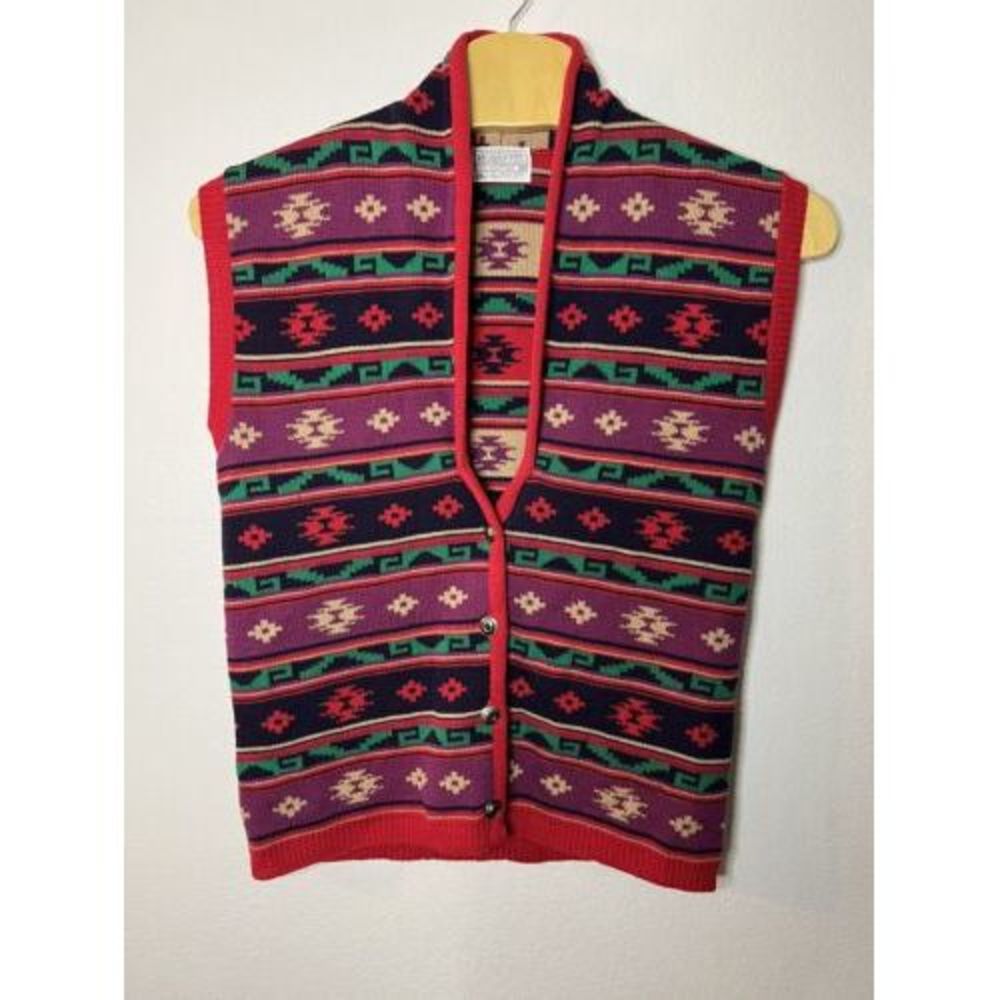 Vintage PENDLETON Oversize Slouchy Ikat Southwest Vest 100% Wool Size XL‎